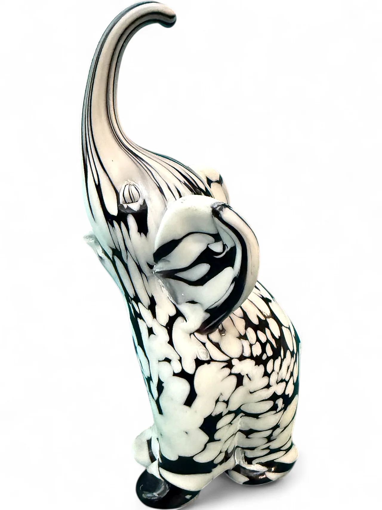 Archimede Seguso Murano Black White Elephant, 1960s 10
