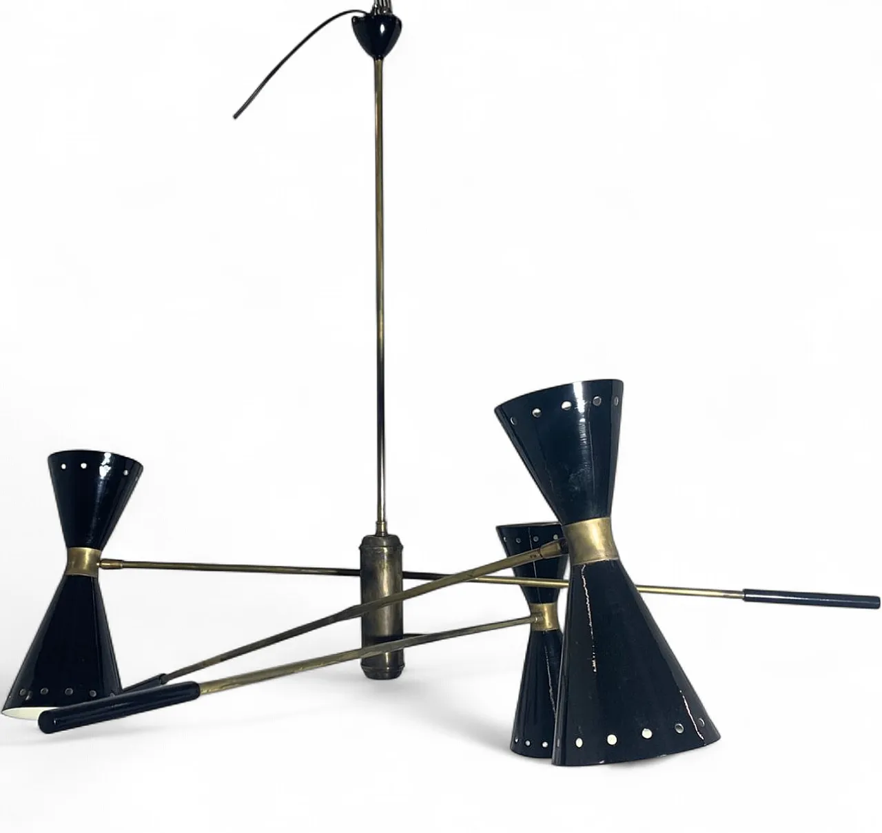 Lampadario regolabile in ottone, Italia, anni '50 11