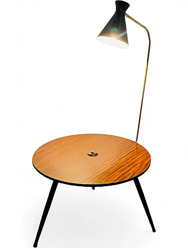 Vintage coffee table with integrated lamp, Italy, 1960s