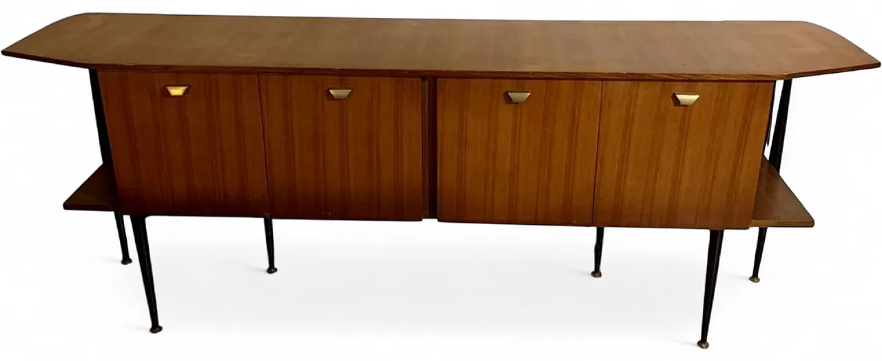 Credenza Mid-Century in acero e ottone, Italia, anni '50 6