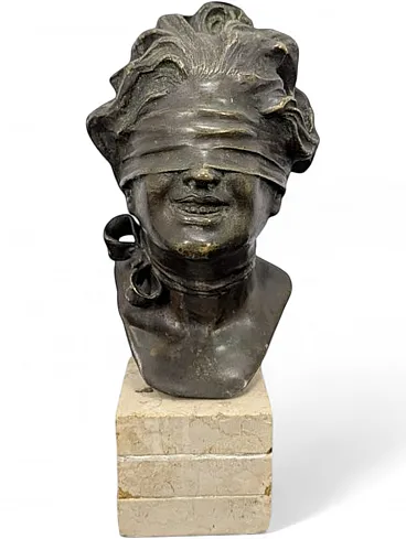 Sculpture of a blindfolded goddess, late 19th century