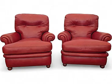 Pair of leather chairs from Poltrona Frau, 1980s