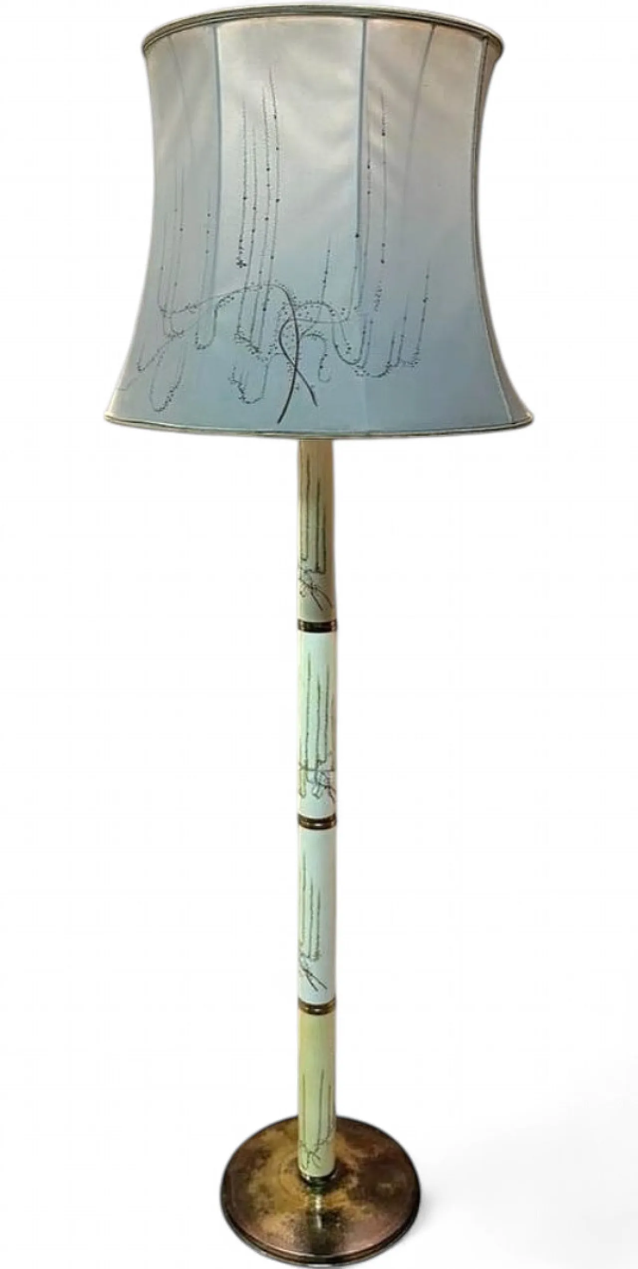 Lampada da terra in ottone e porcellana 10