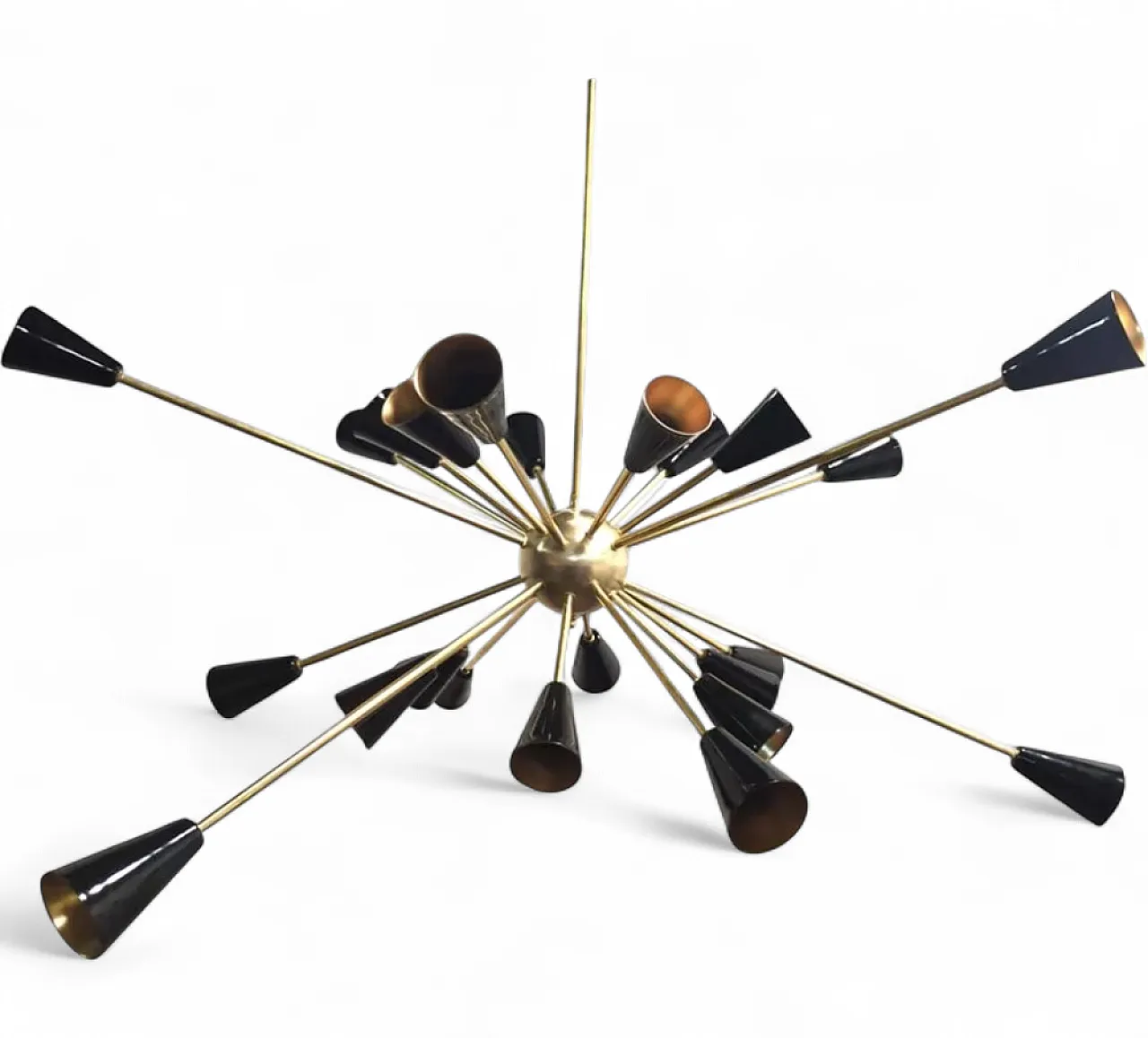 Sputnik brass ceiling lamp, 1950s 9