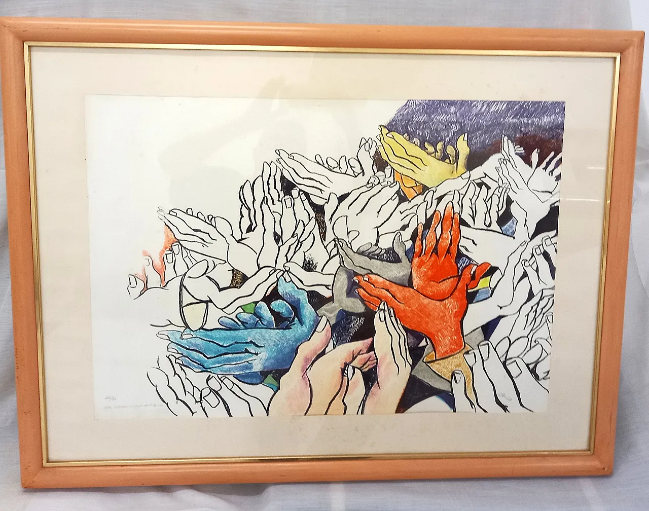 Litografia originale "Applausi" di Ennio Calabria ritoccata a mano 1