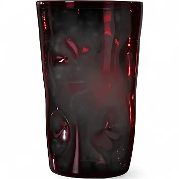 Empoli glass vase in ruby red, 1950s
