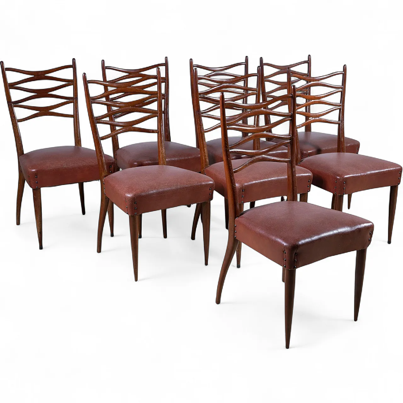 8 Dining chairs by Eugenia Alberti and Gian Luigi Reggio, 1950s 10
