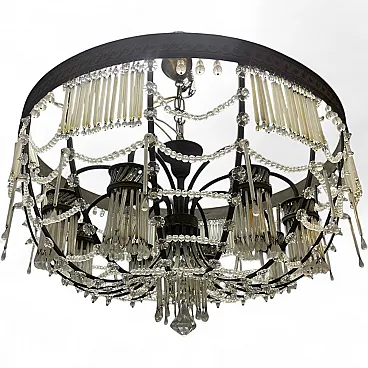 Vintage bronze and Murano glass pendant lamp, Italy, 1940s
