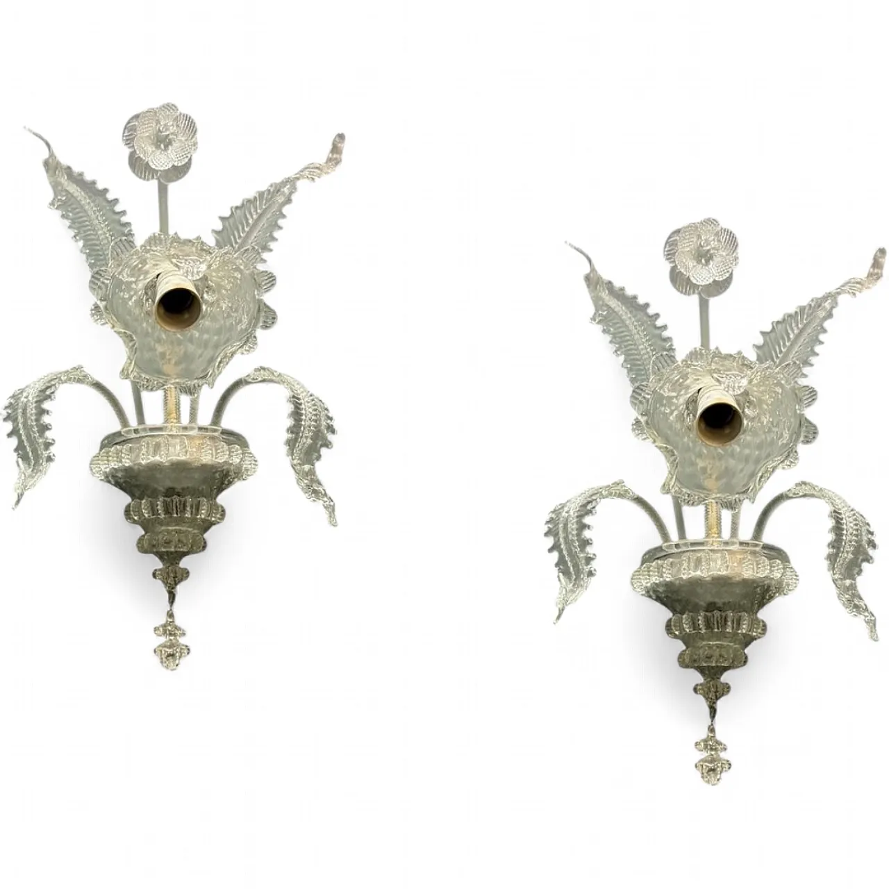 Pair of Venetian Murano Glass Wall Lights, 1970s 13