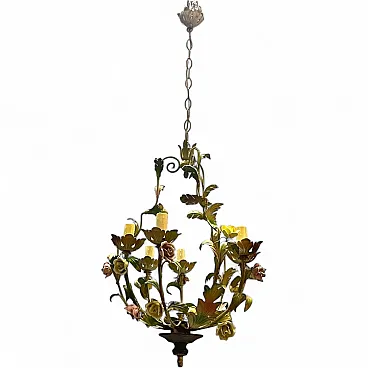 Floral ceramic chandelier, Italy, 1960s