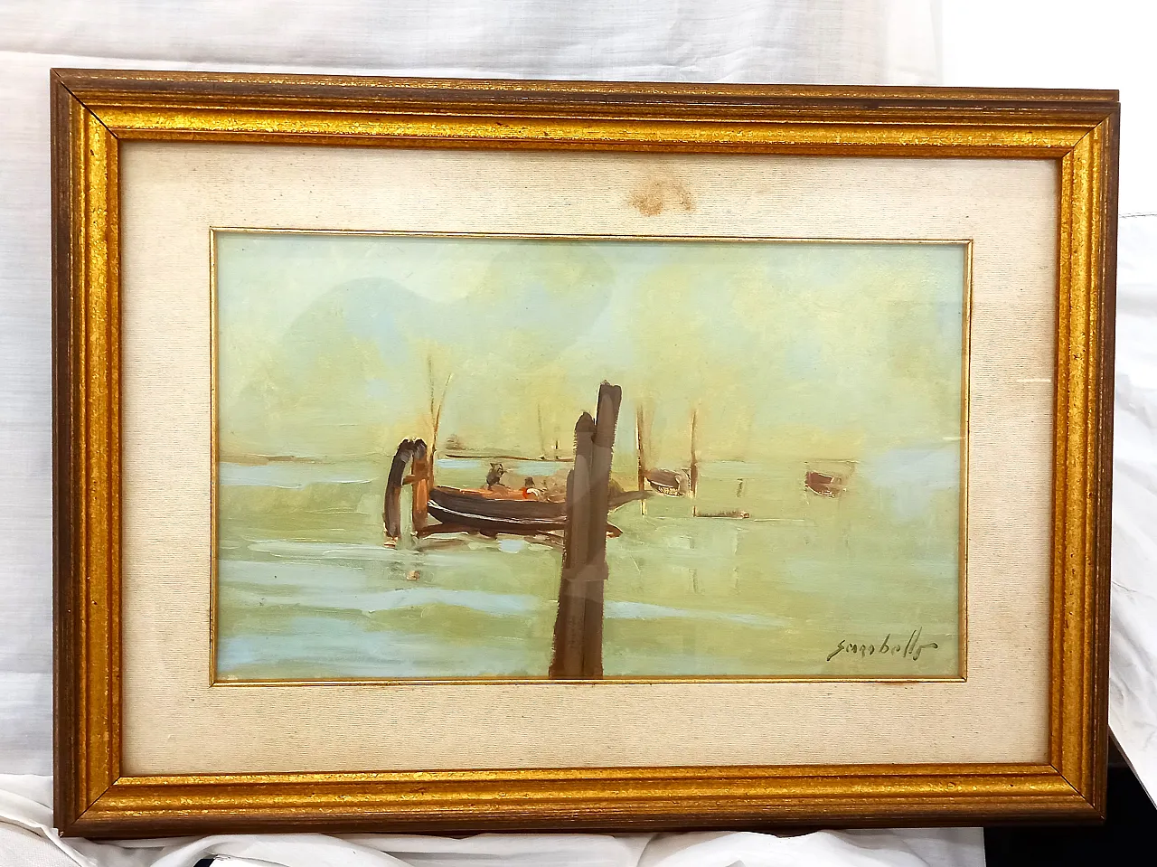 Vittorio Scarabello COUPLE Oil Paintings on Canvas 50x30 Venetian Lagoon 2