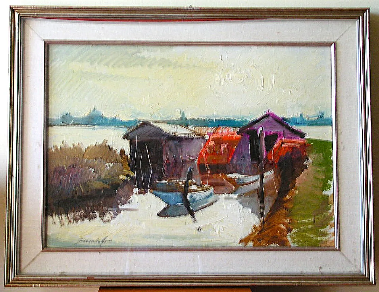 Vittorio Scarabello COUPLE Oil Paintings on Canvas 50x30 Venetian Lagoon 5