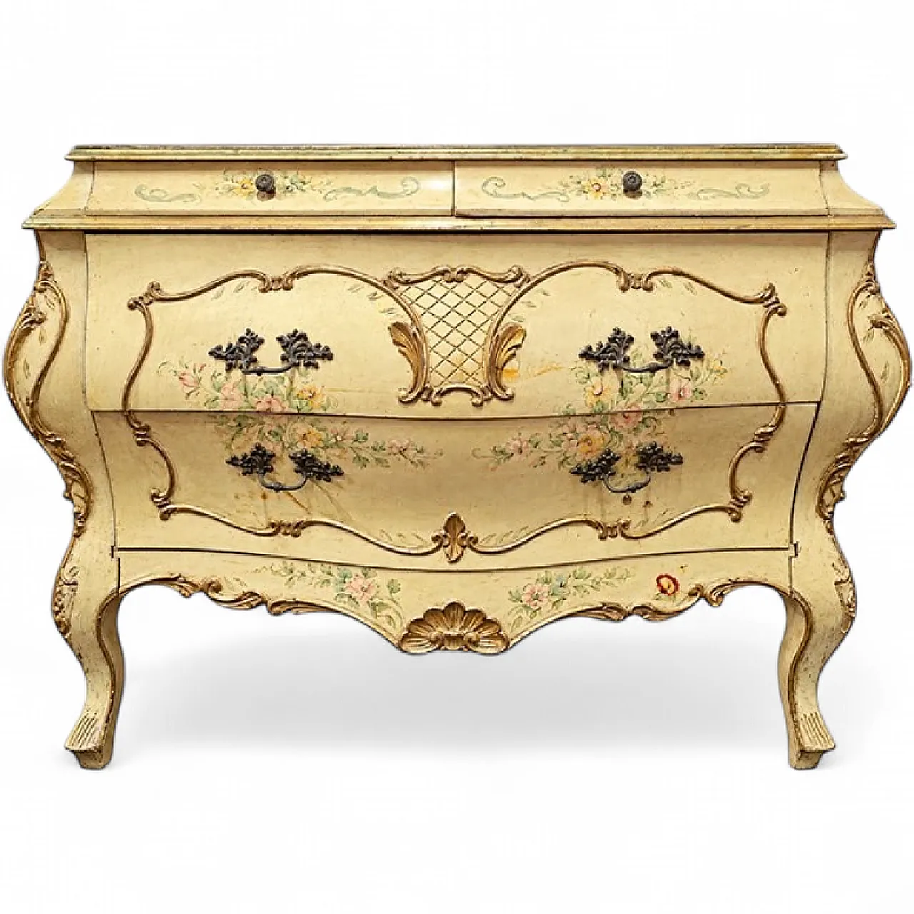 Curved lacquered and hand-painted chest of drawers, 20th century 9