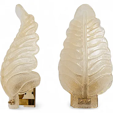 Pair of modern Murano glass wall lamps in Barovier style,