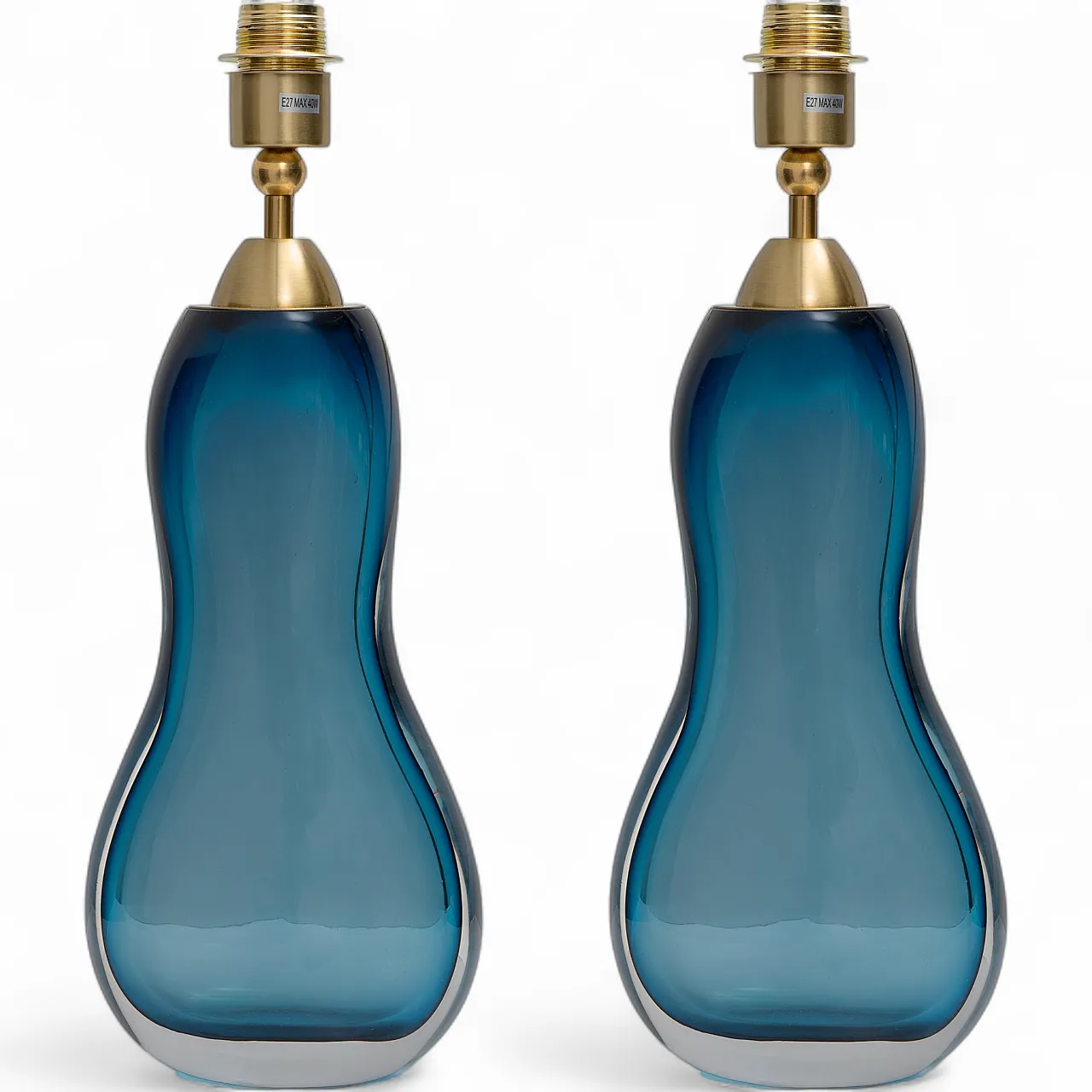 Pair of Sommerso Blue Murano Glass Table Lamps, 2000s 8