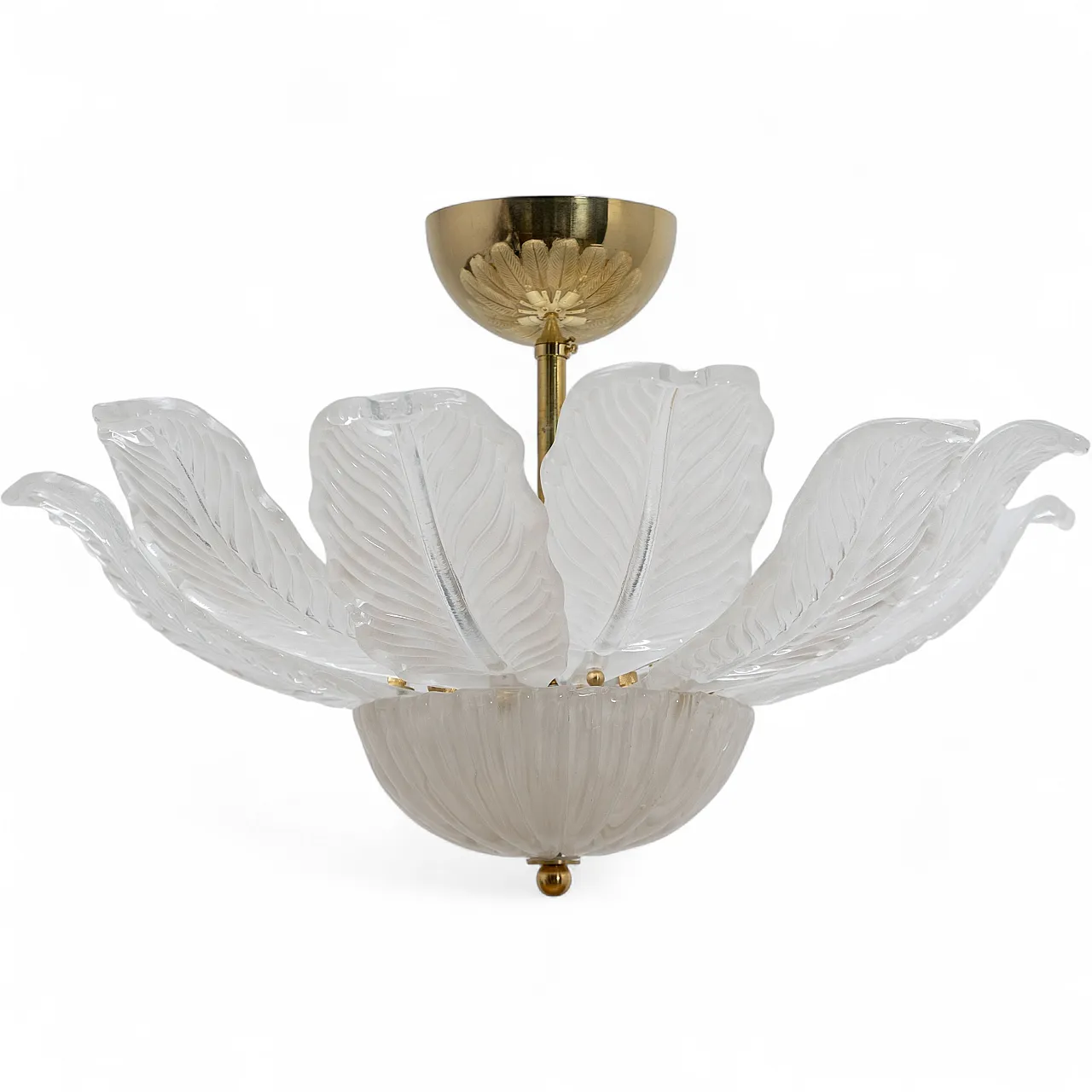 Murano glass ceiling light with white flower-shaped petals 9