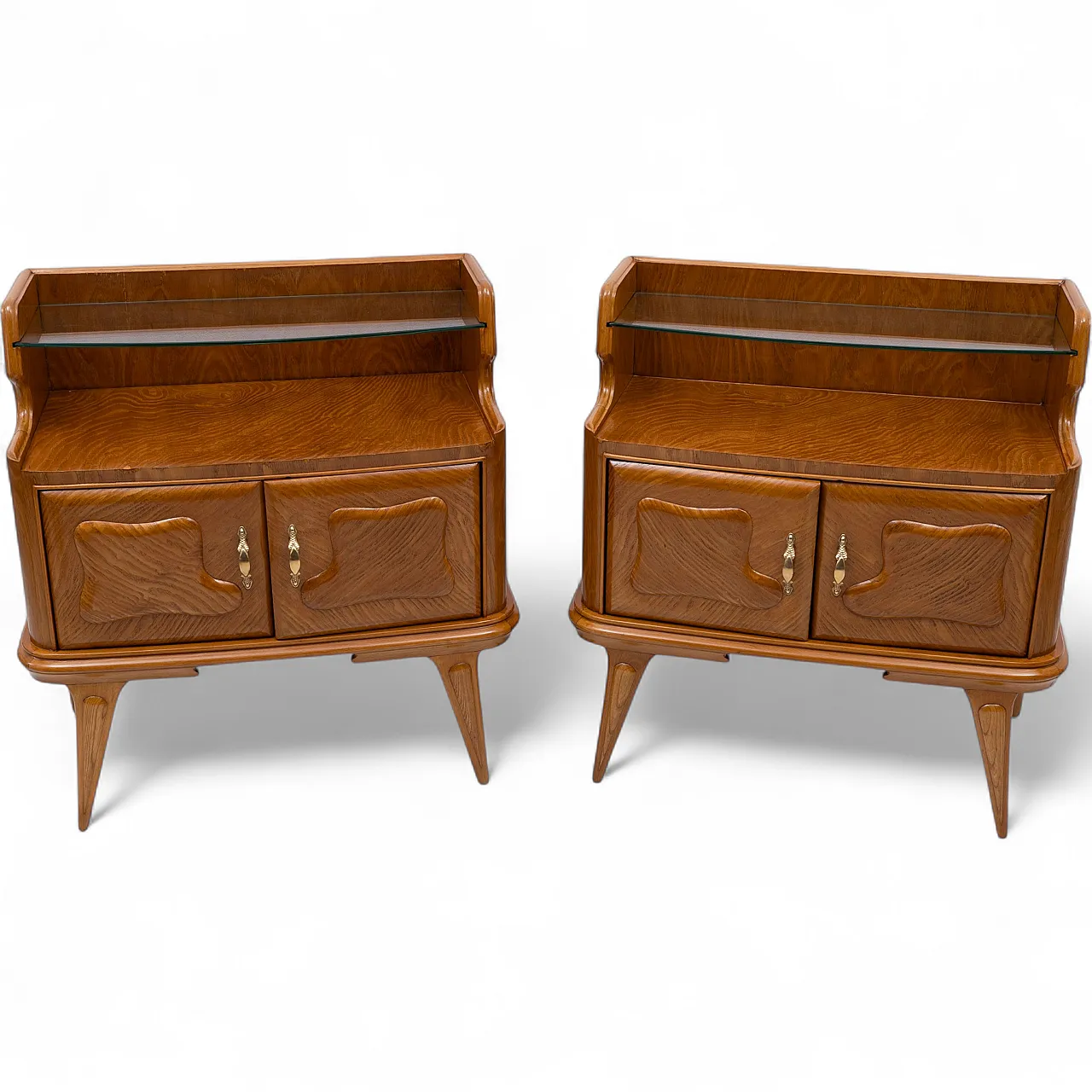 Pair of Italian ash wood bedside tables, 1950s 10