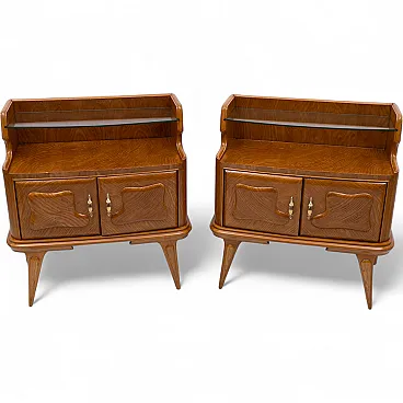 Pair of Italian ash wood bedside tables, 1950s
