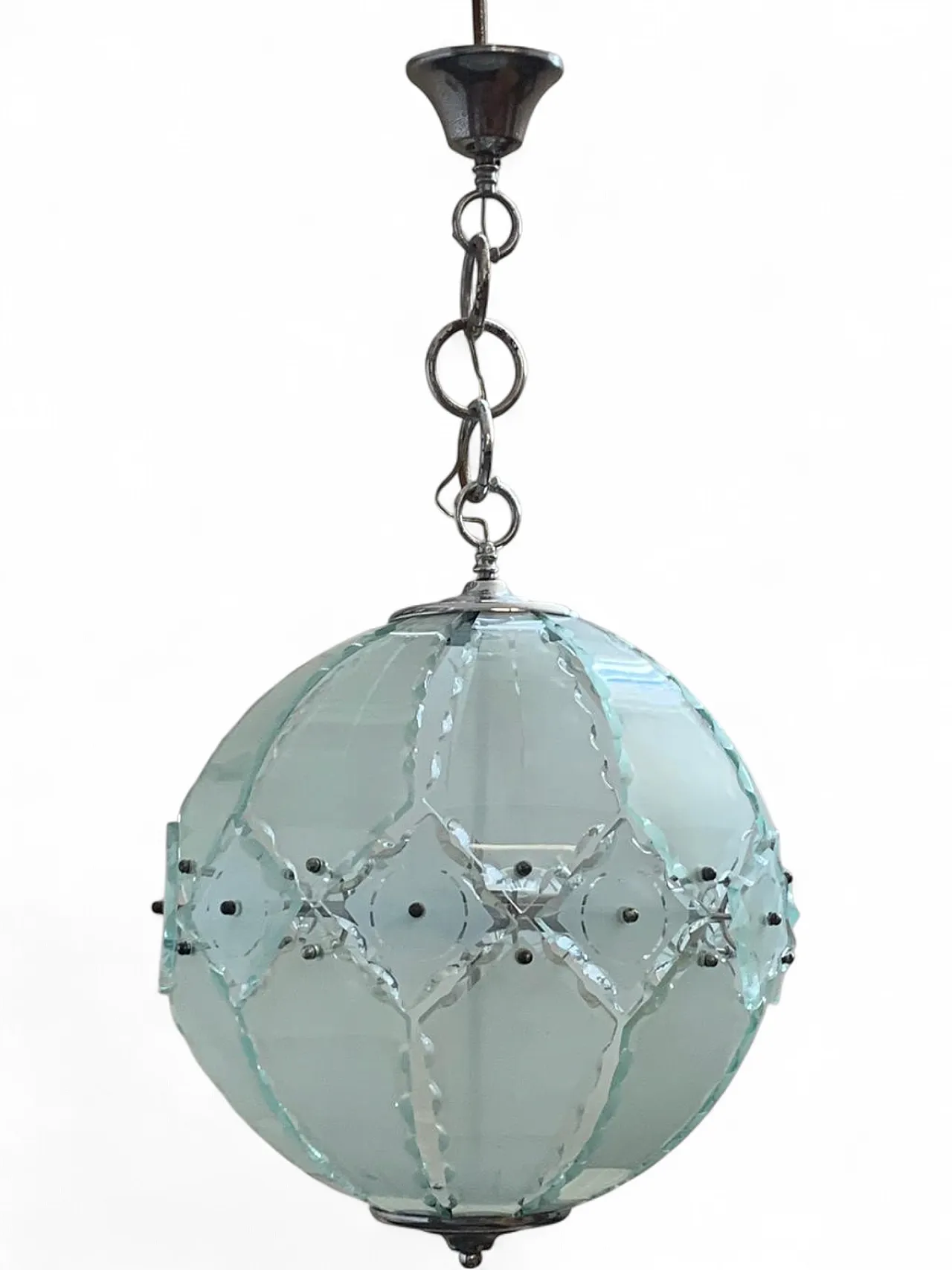 Pendant Lamp with Satin Glass Elements and Hot Chiselled Edges from Fo 10