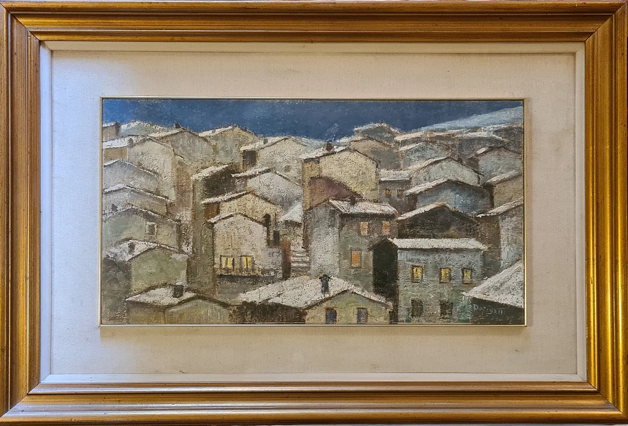 Renato Dorigatti, Snowy Landscape, oil on canvas, 1970s 8