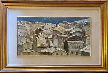 Renato Dorigatti, Snowy Landscape, oil on canvas, 1970s
