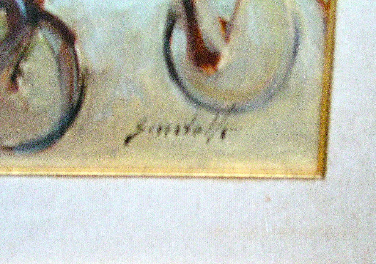 V. Scarabello Oil Painting on Canvas "Trotters" Horse Race 1976 2
