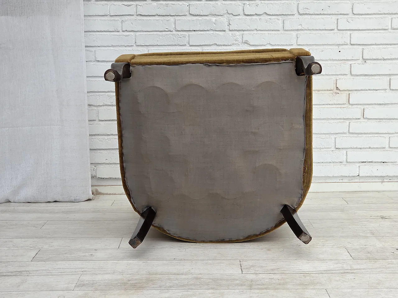 1960s, Danish armchair, furniture velour, ash wood. 5
