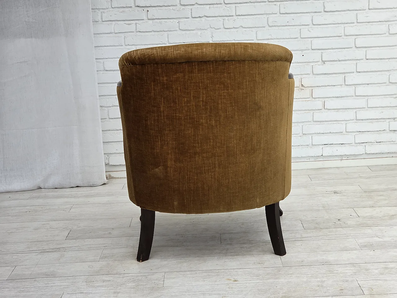 1960s, Danish armchair, furniture velour, ash wood. 9