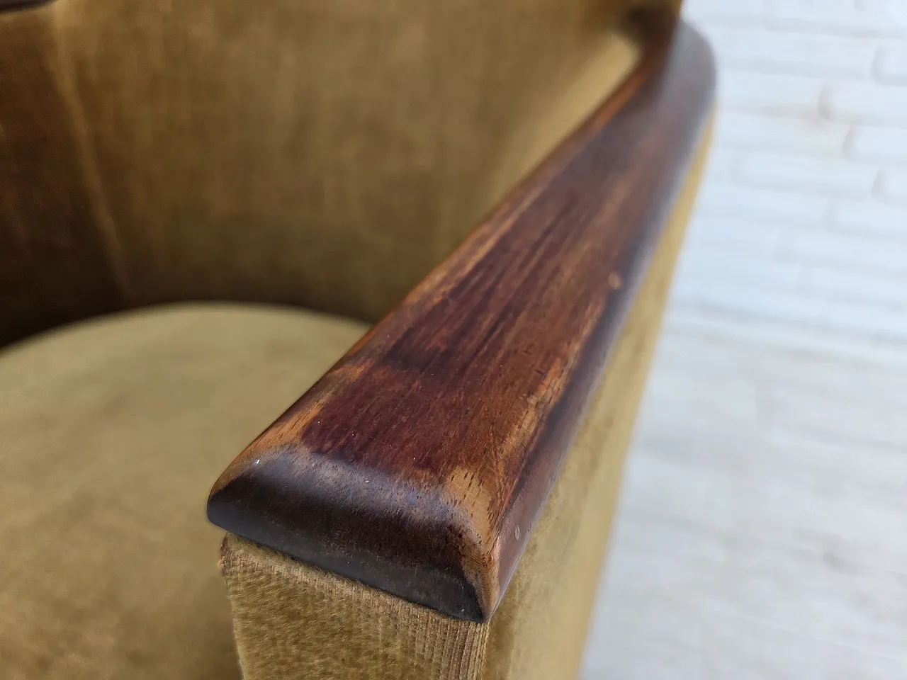 1960s, Danish armchair, furniture velour, ash wood. 14
