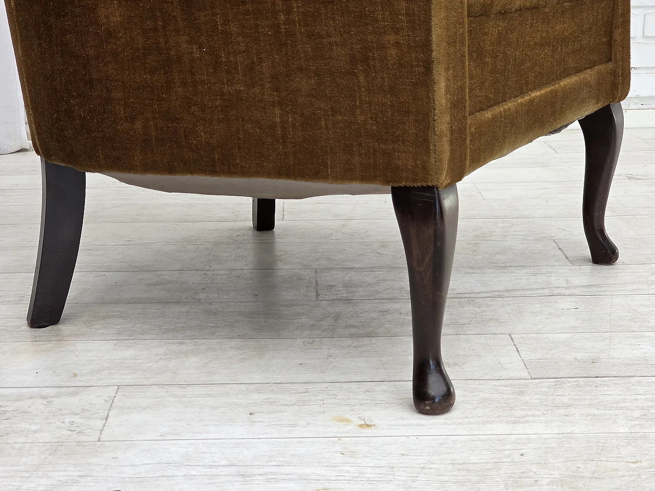 1960s, Danish armchair, furniture velour, ash wood. 17