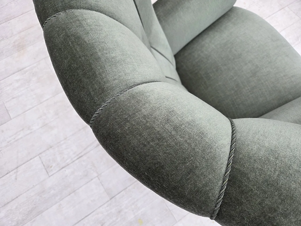 1960s, Danish highback relax chair, furniture velour, ash wood. 14