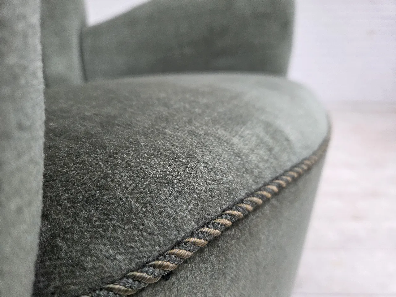 1960s, Danish highback relax chair, furniture velour, ash wood. 23