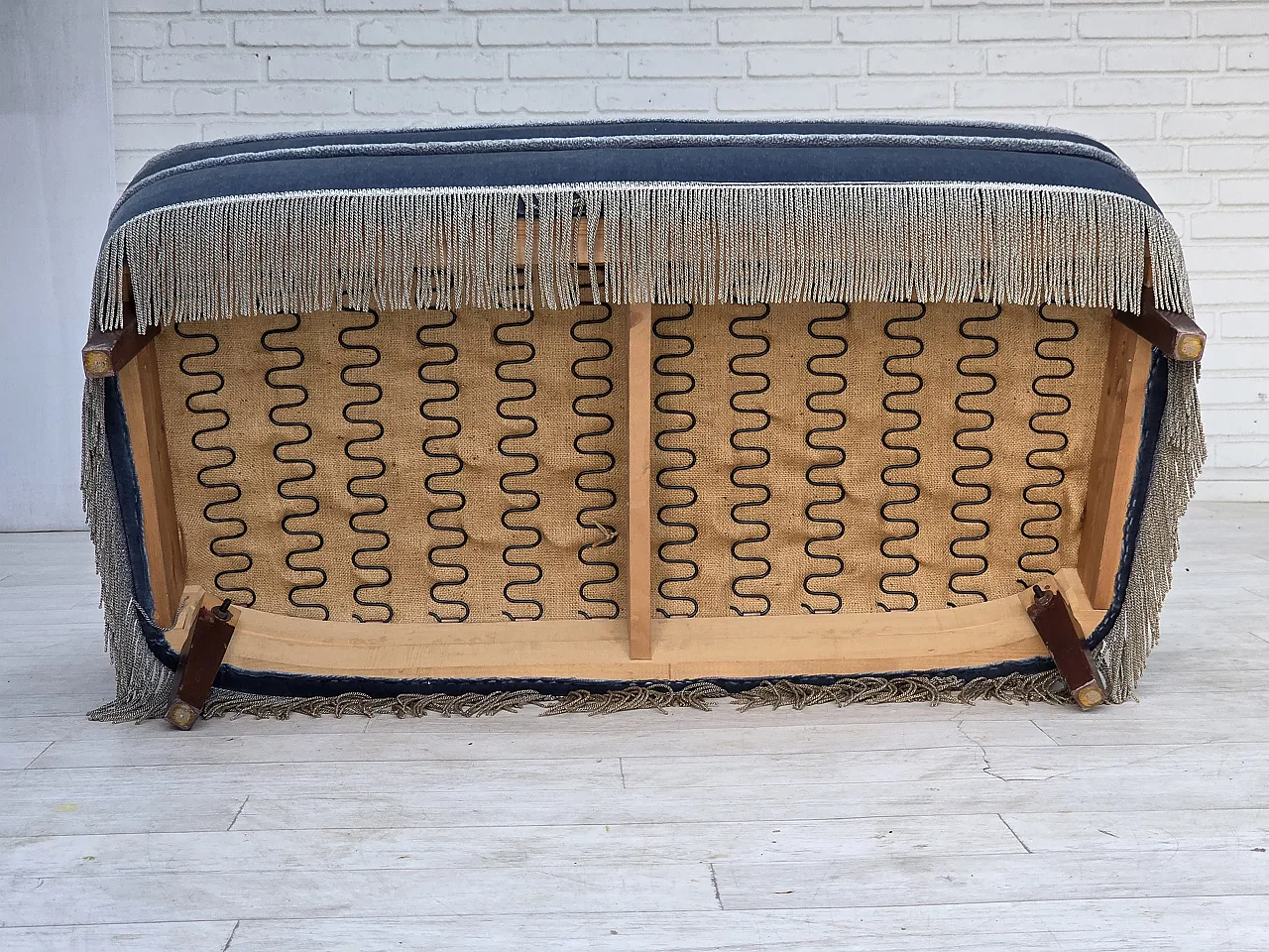1970s, Danish 2-seater sofa, furniture velour, beech wood. 3