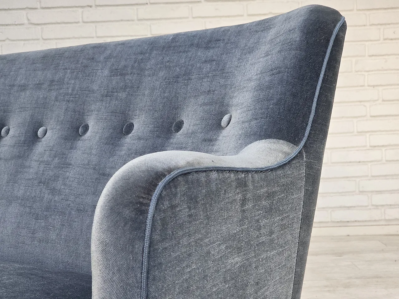 1970s, Danish 2-seater sofa, furniture velour, beech wood. 4