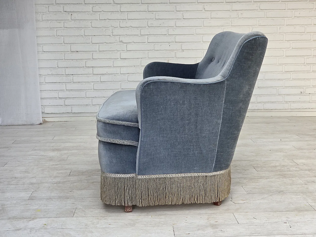 1970s, Danish 2-seater sofa, furniture velour, beech wood. 7