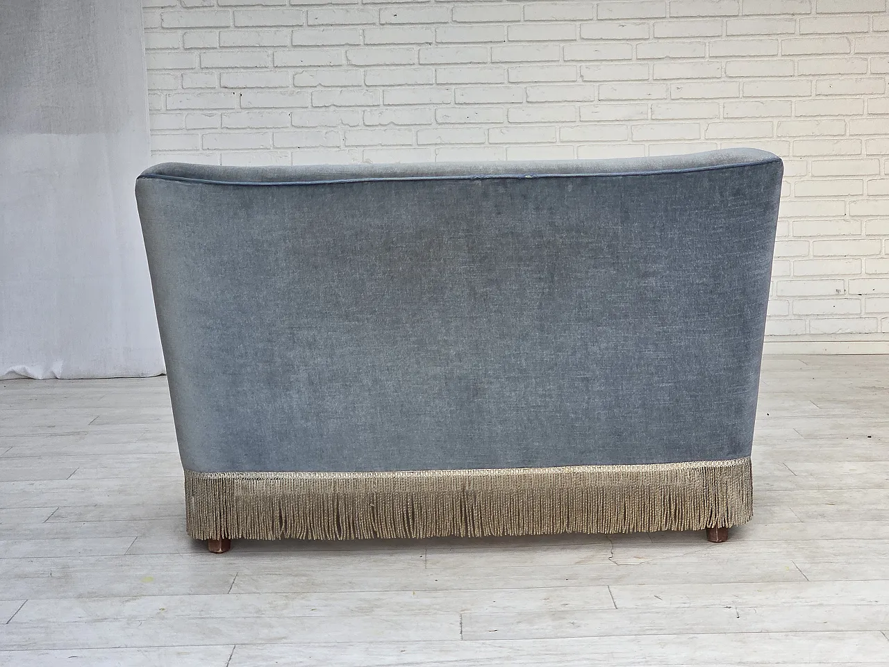 1970s, Danish 2-seater sofa, furniture velour, beech wood. 10