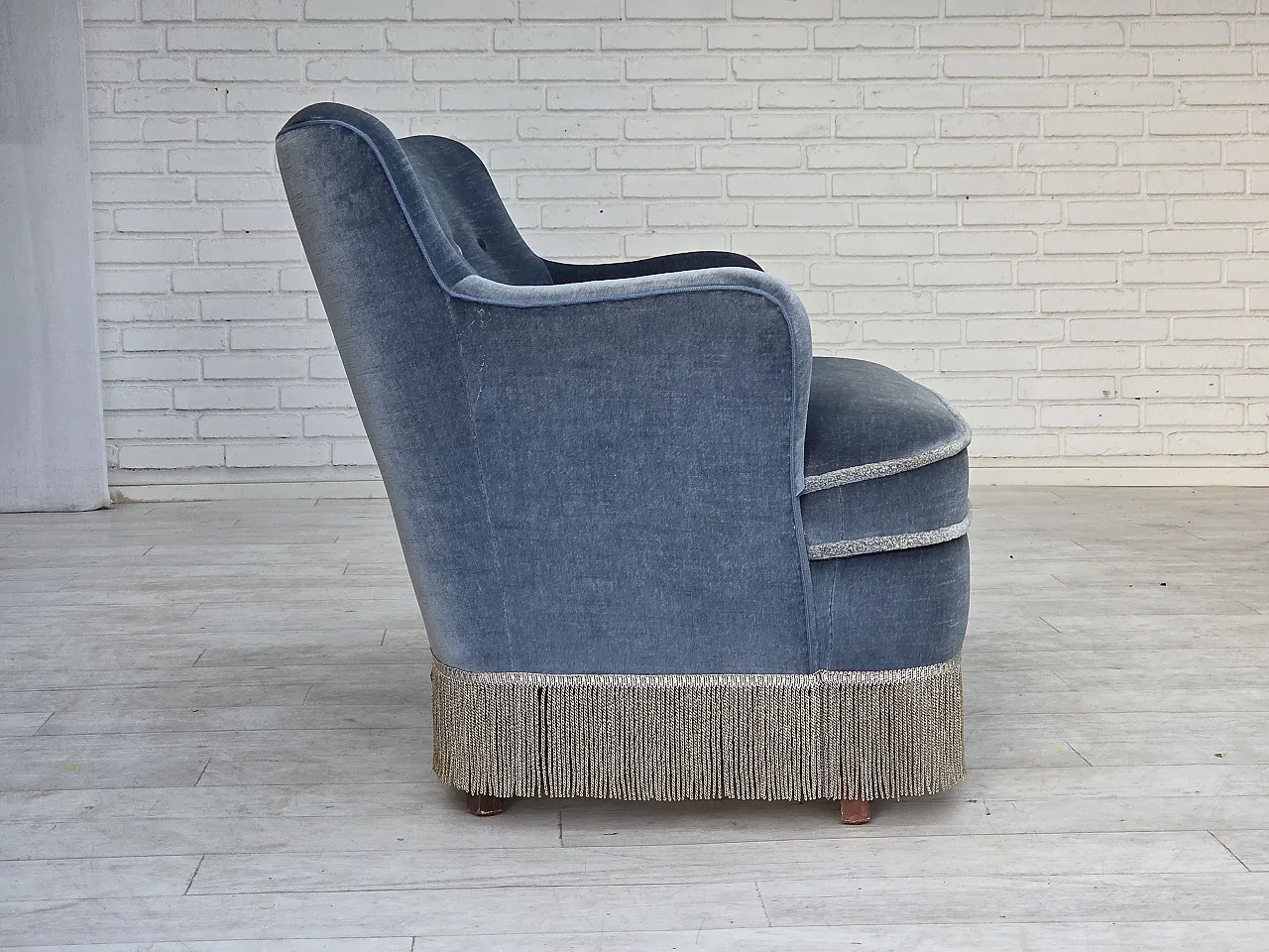 1970s, Danish 2-seater sofa, furniture velour, beech wood. 13