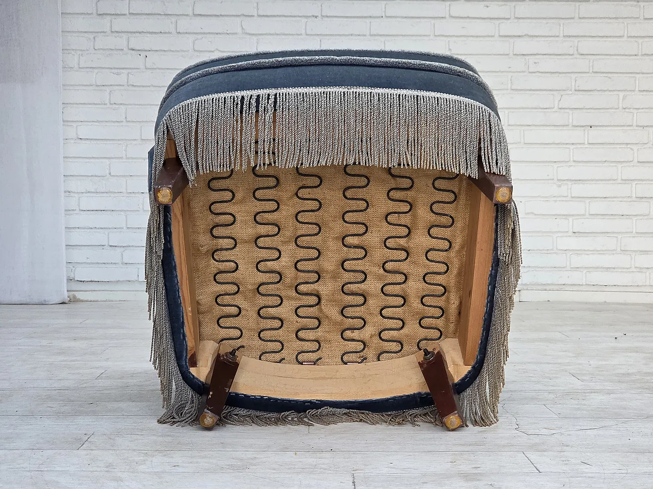 1970s, Danish armchair, furniture velour, beech wood. 3