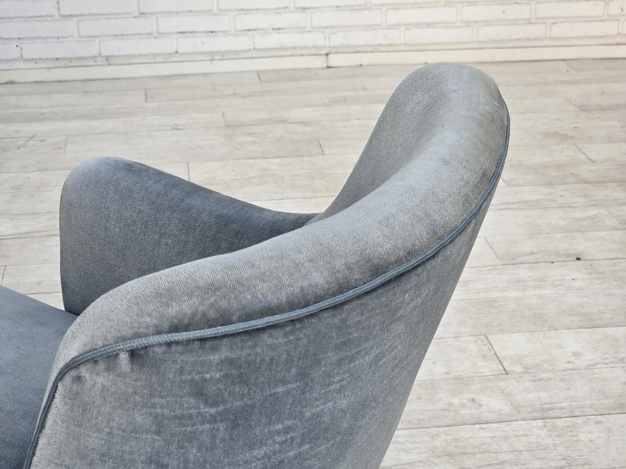 1970s, Danish armchair, furniture velour, beech wood. 7