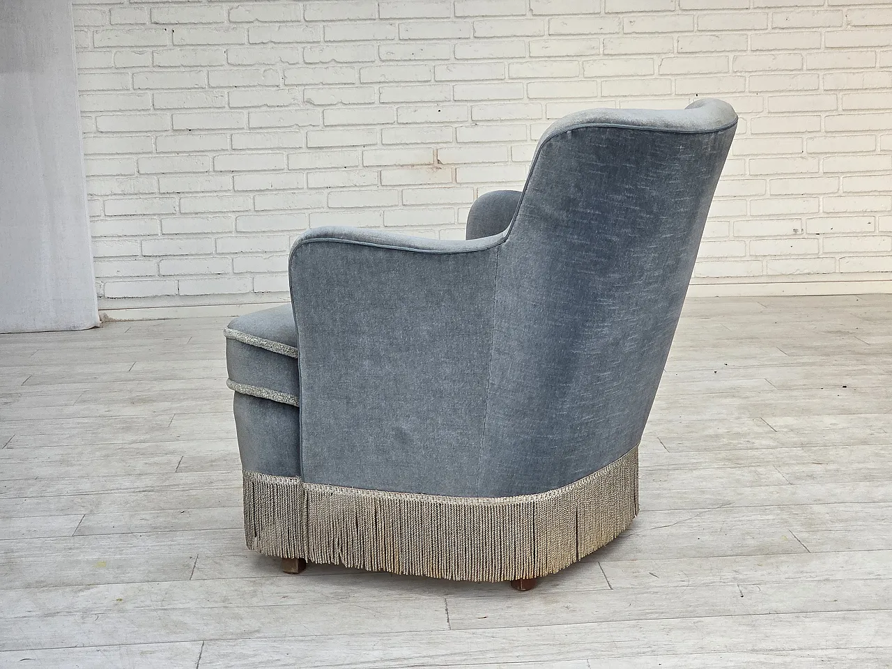 1970s, Danish armchair, furniture velour, beech wood. 8