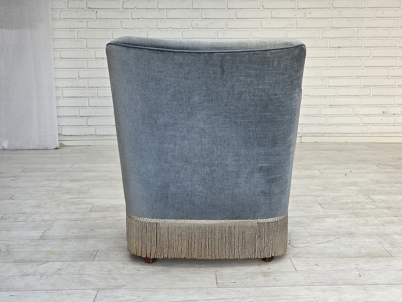 1970s, Danish armchair, furniture velour, beech wood. 9
