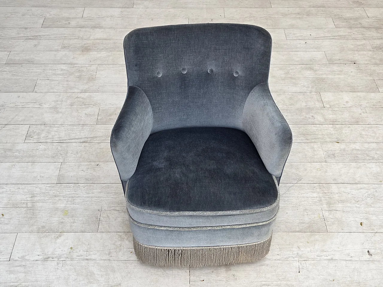 1970s, Danish armchair, furniture velour, beech wood. 13