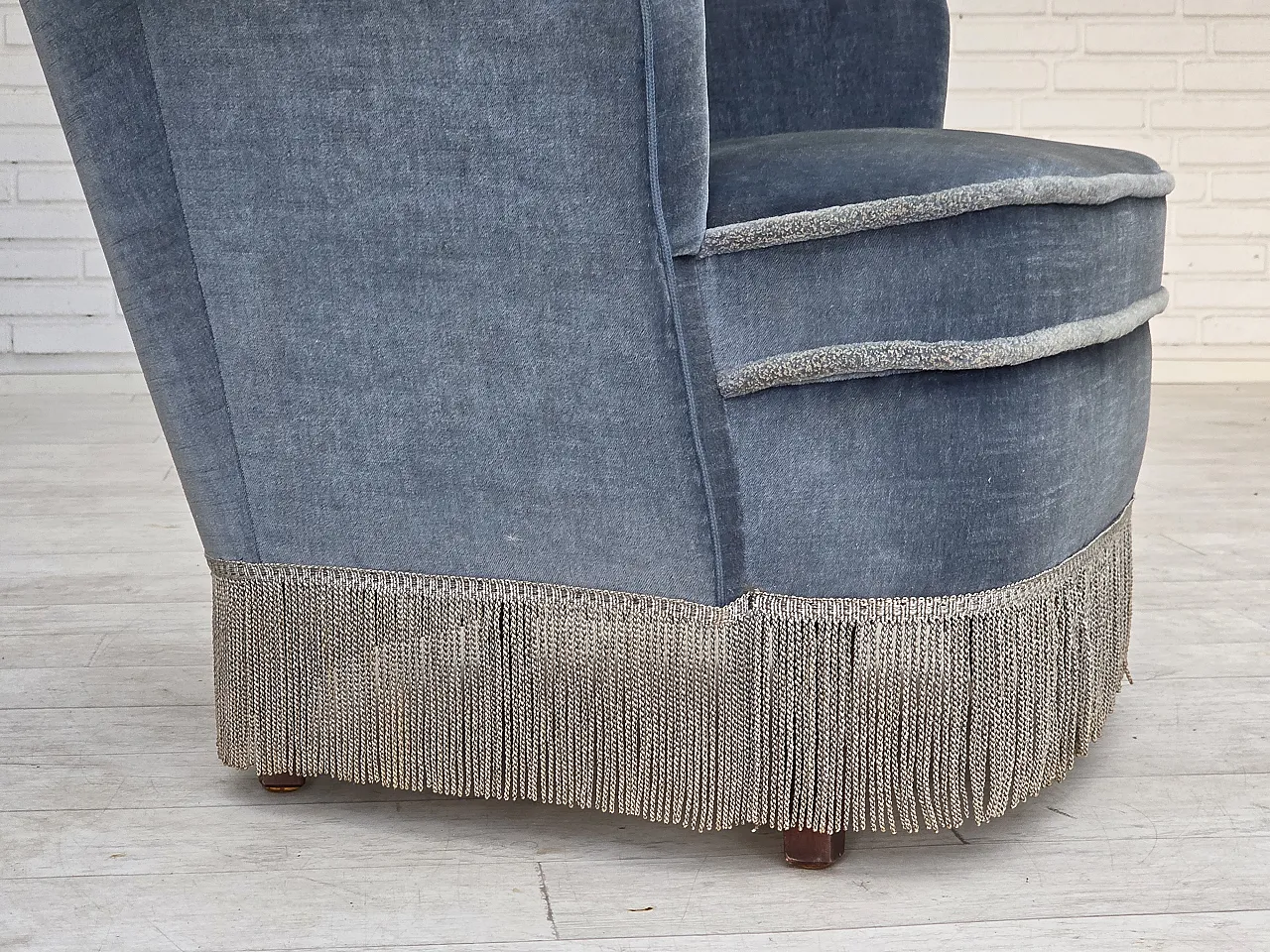 1970s, Danish armchair, furniture velour, beech wood. 15