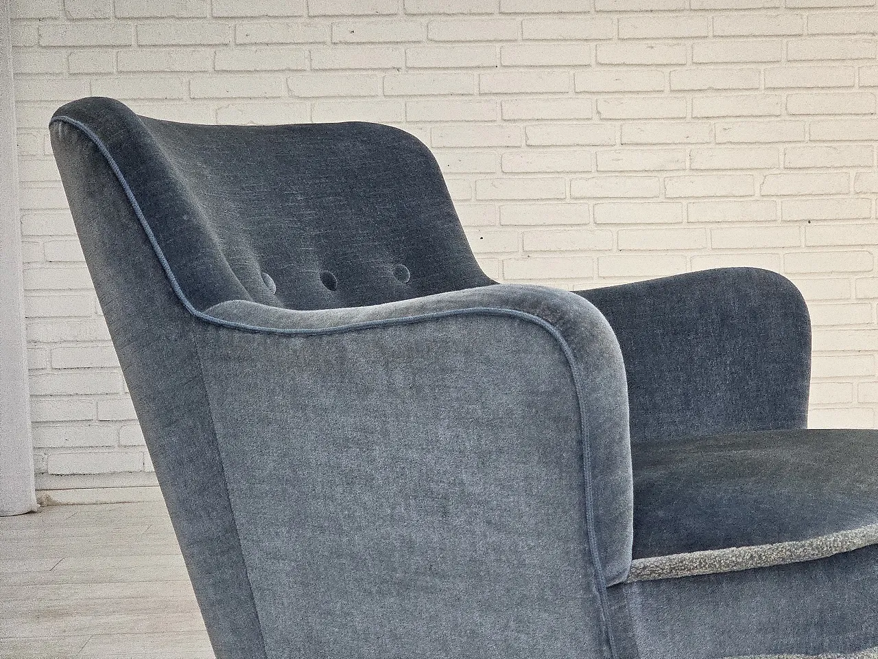 1970s, Danish armchair, furniture velour, beech wood. 18