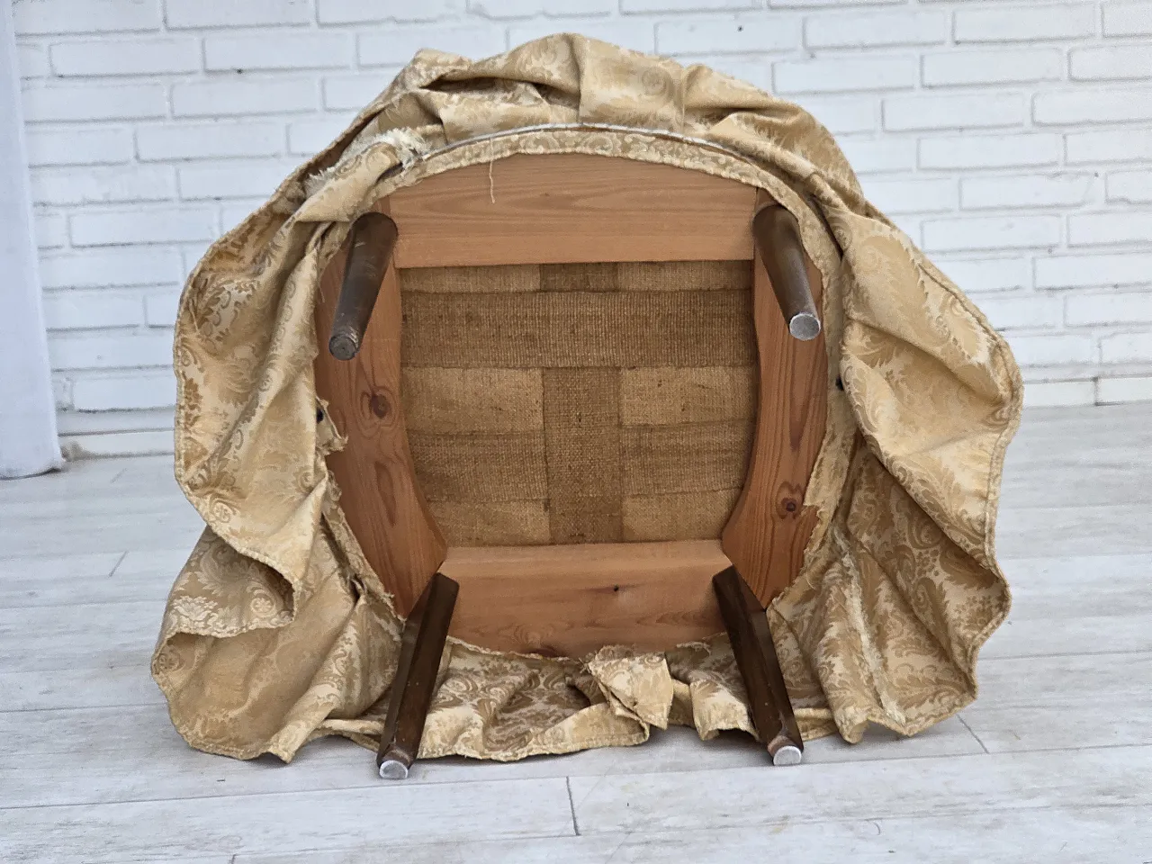 1960s, Danish cocktail lounge chair, jacquard fabric, beech wood. 3