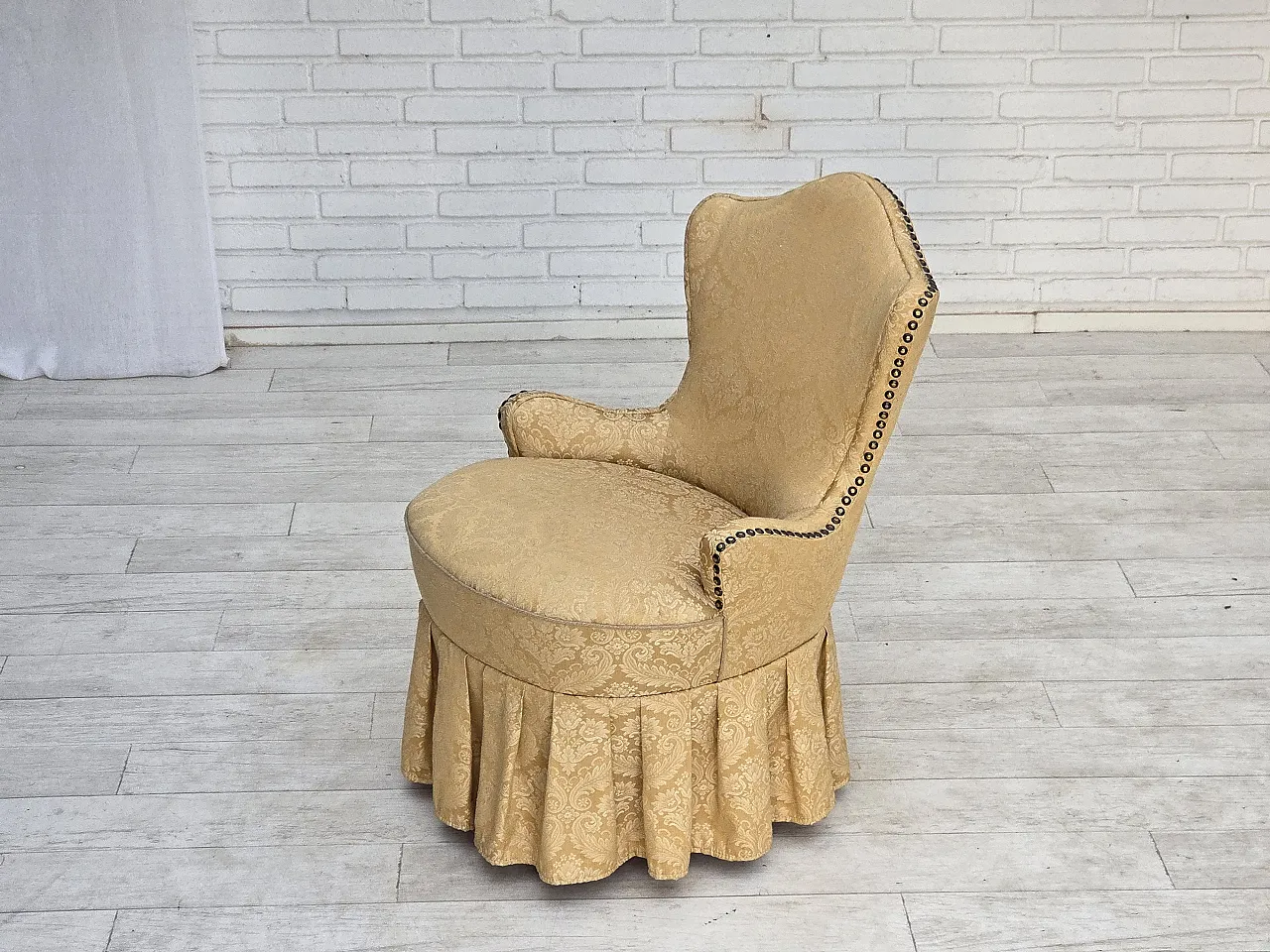 1960s, Danish cocktail lounge chair, jacquard fabric, beech wood. 6