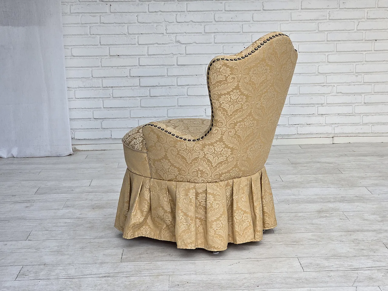 1960s, Danish cocktail lounge chair, jacquard fabric, beech wood. 8
