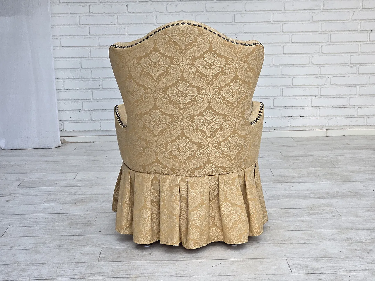 1960s, Danish cocktail lounge chair, jacquard fabric, beech wood. 9