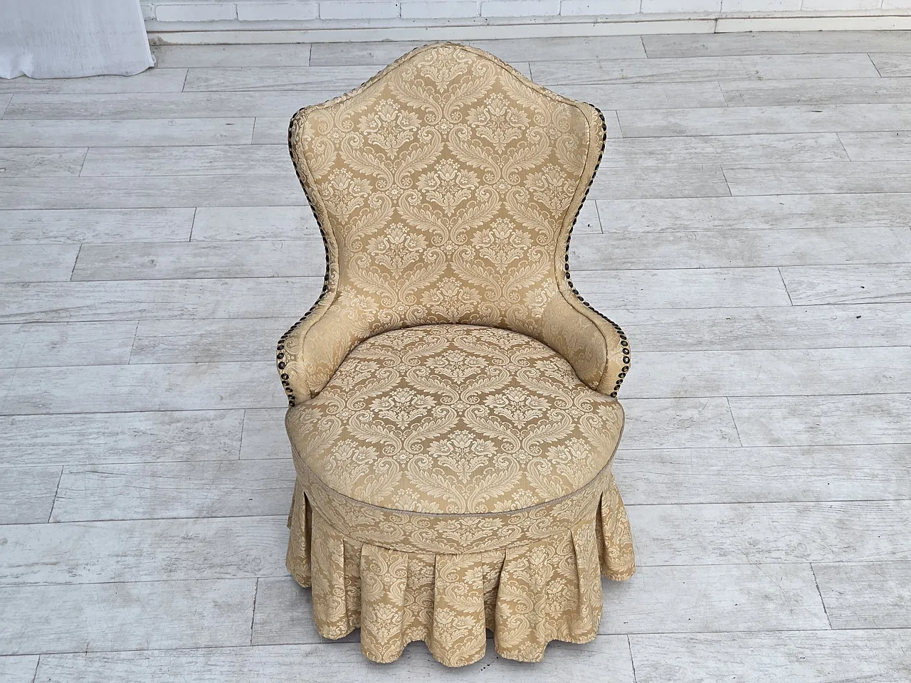 1960s, Danish cocktail lounge chair, jacquard fabric, beech wood. 13