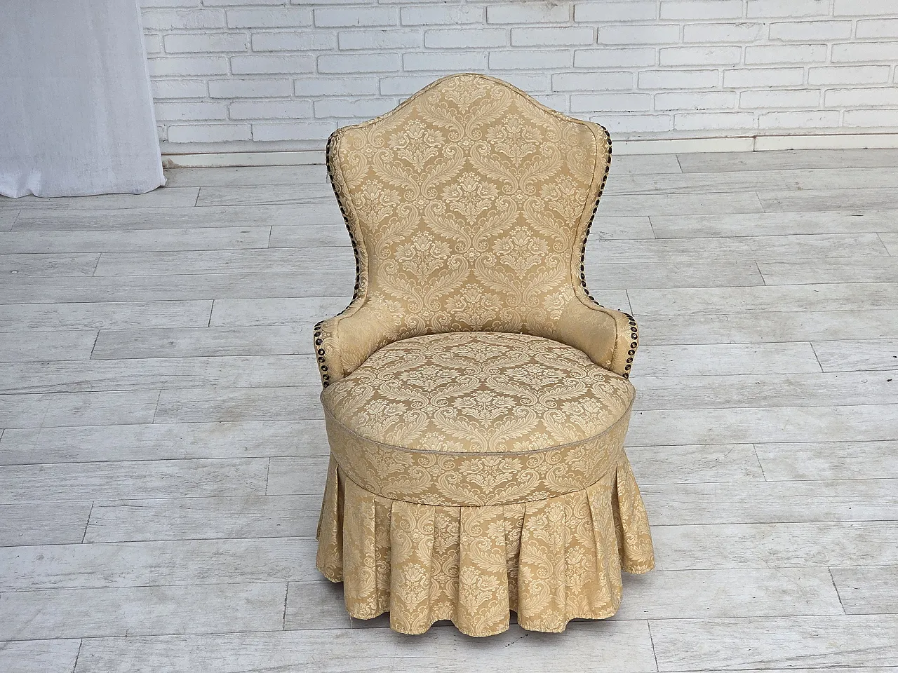 1960s, Danish cocktail lounge chair, jacquard fabric, beech wood. 14